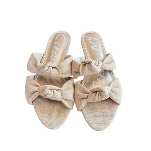 Circus NY by Sam Edelman Womens 9 Beige Woven Double Knot Slide Flat Sandals